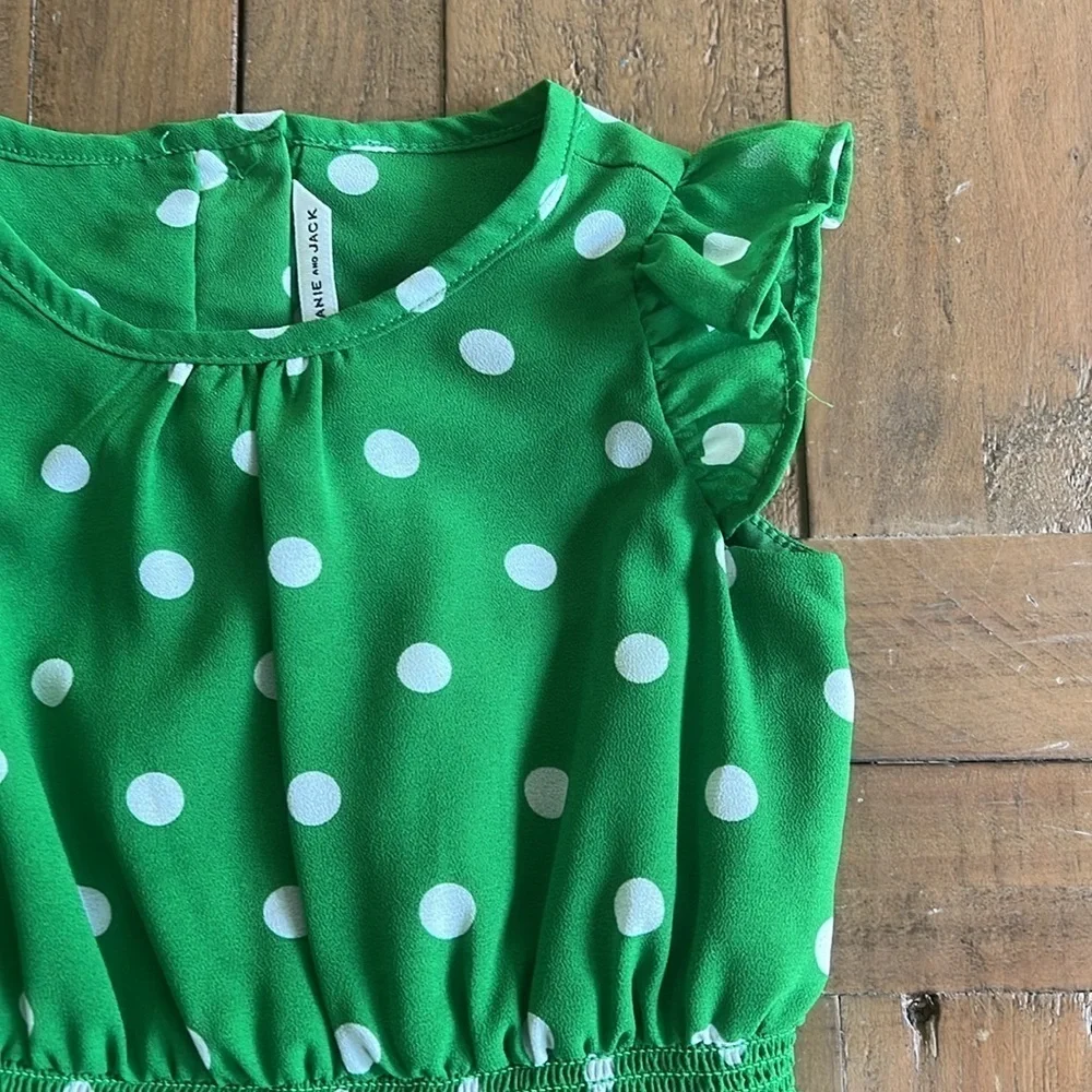 Janie and jack green polka dot ruffle dress